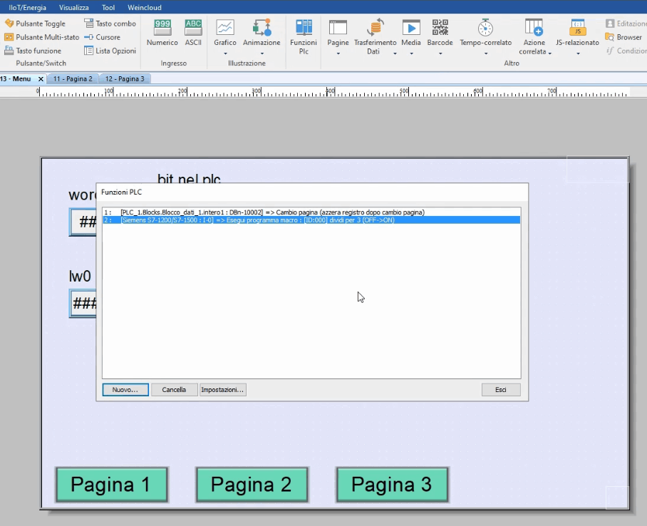 Schermata EasyBuilder PRO - Creazione funzione PLC