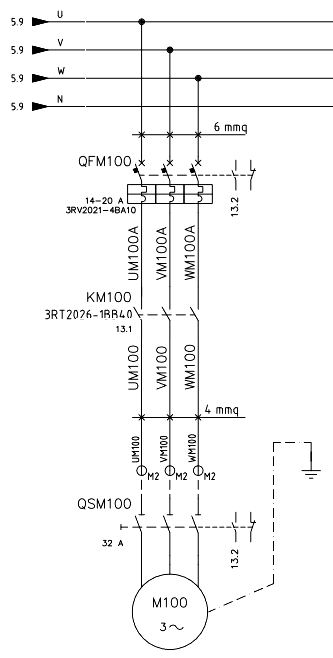 Schema elettrico avviamento motore elettrico