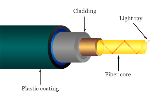 Sezione del cavo Ethernet in fibra ottica