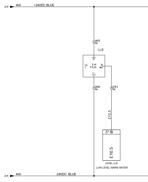 Schema elettrico collegamento interruttore di livello a 3 fili sul PLC