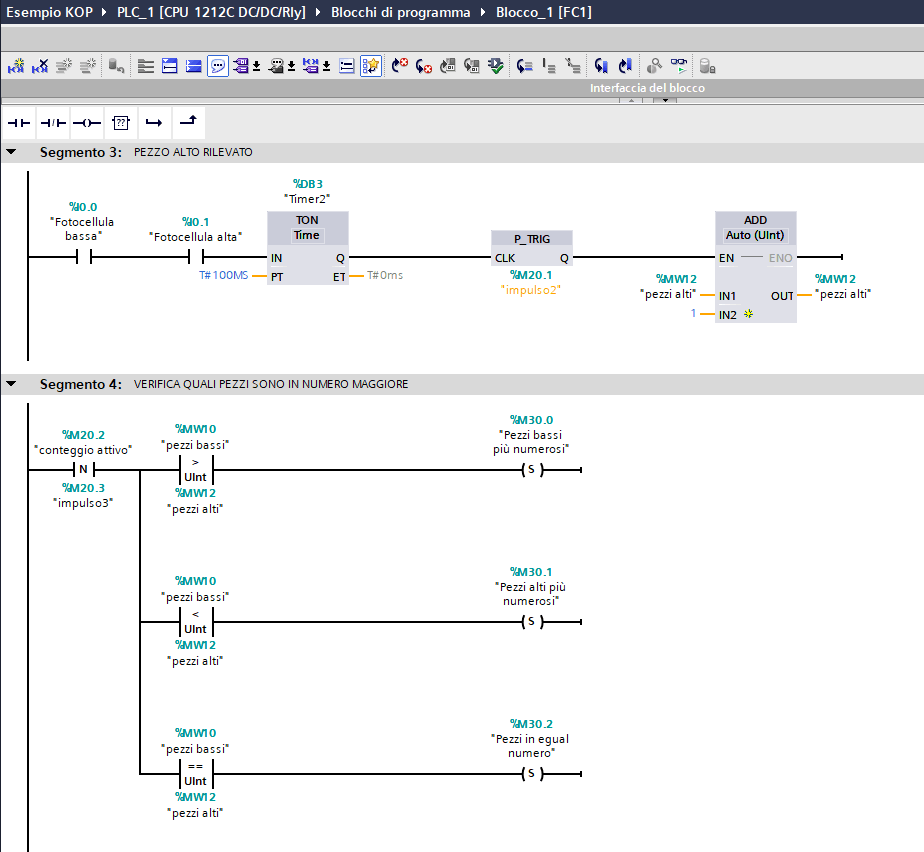 Programma PLC S7-1200 parte 2 in linguaggio KOP