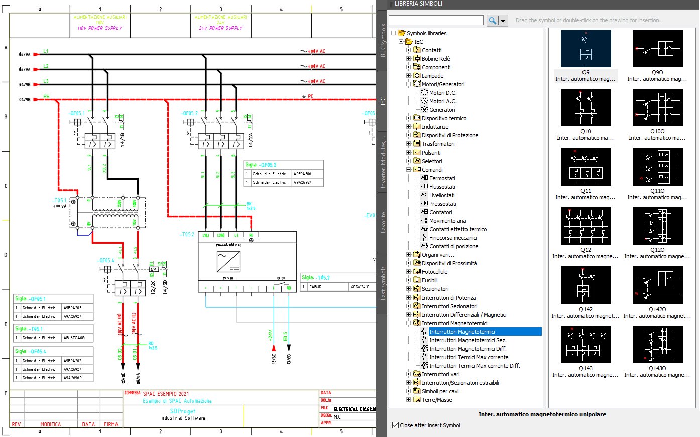 Librerie di simboli per lo schema elettrico d'automazione