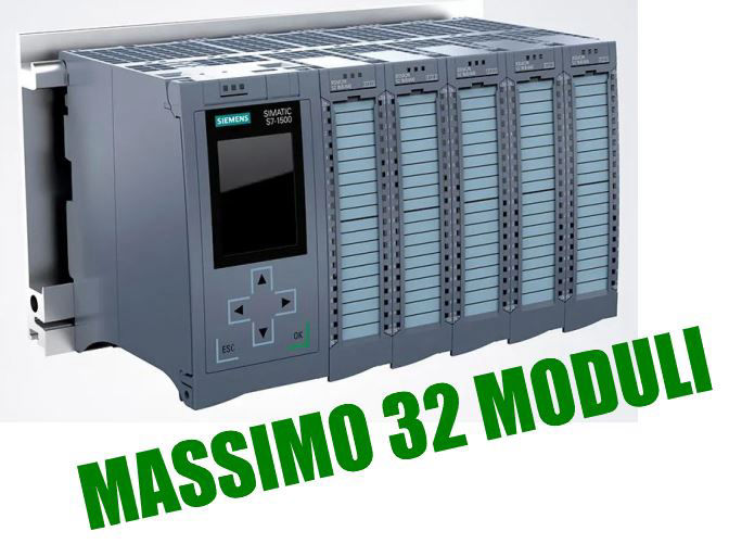Espandibilità del PLC S7-1500 con 32 moduli