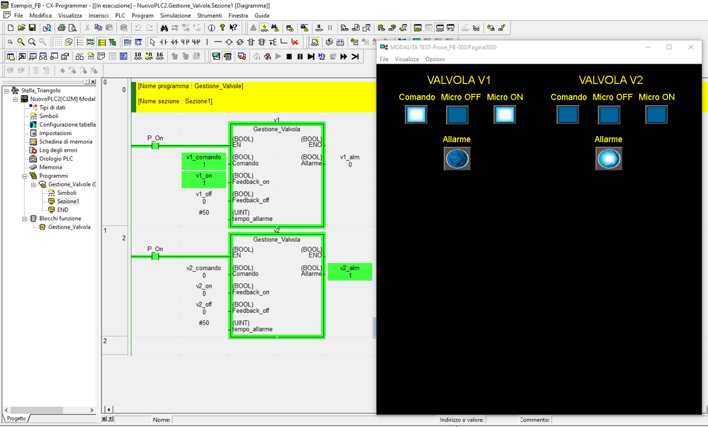 Simulazione programma in CX-Designer