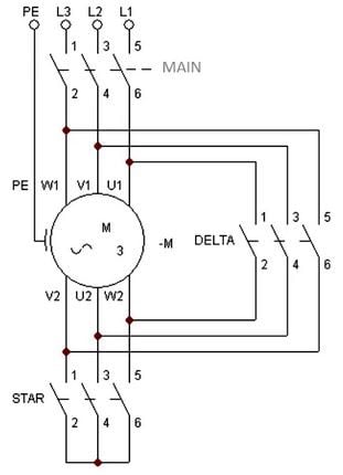 Schema elettrico avviamento motore stella / triangolo