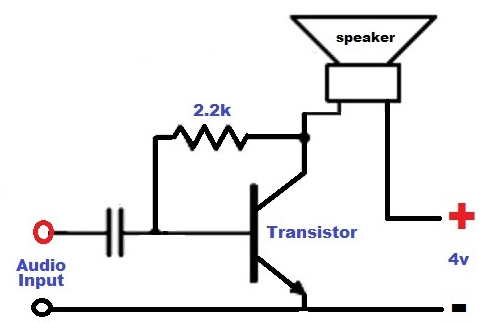 Circuito elettronico con transistor utilizzato come amplificatore di segnale