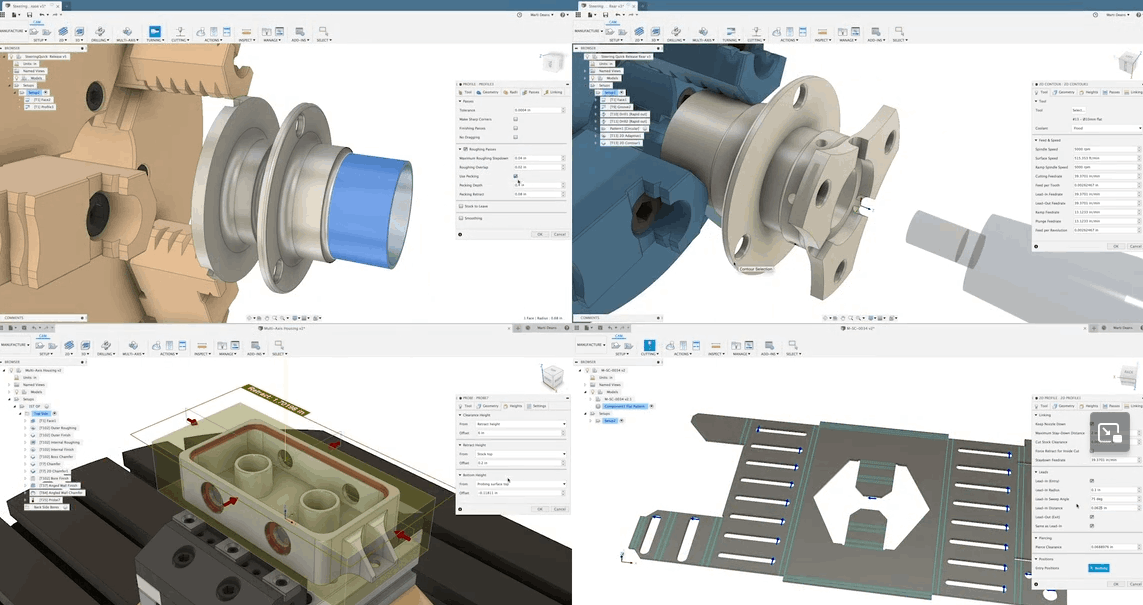 Schermate software Autodesk Fusion 360 per CAD/CAM