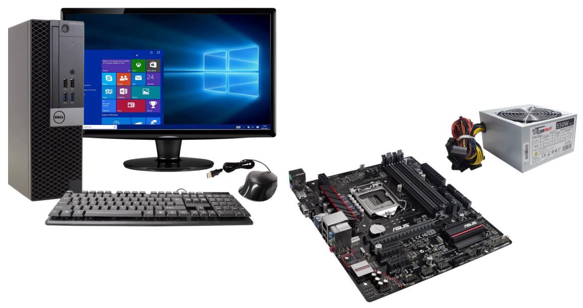 PC desktop, scheda madre e alimentatore