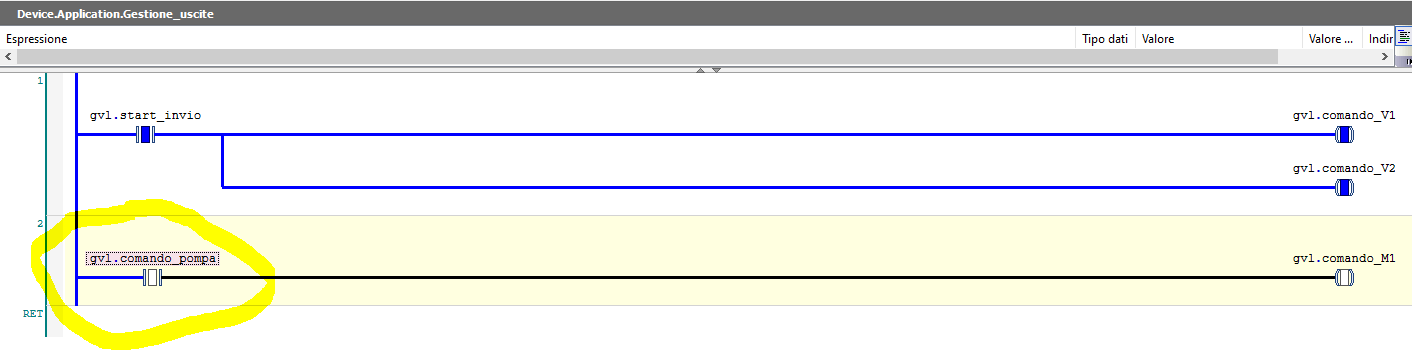 Debug programma ladder PLC - parte 01