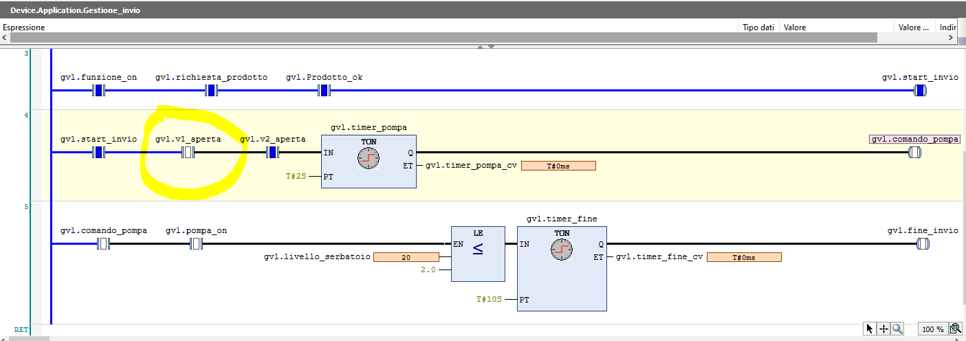 Debug programma ladder PLC - parte 03