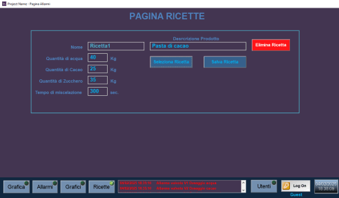 Corso SCADA - Esempio gestione ricette