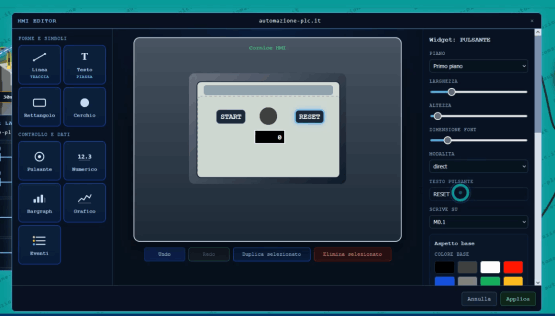 Editor grafico dell oggetto HMI virtuale
