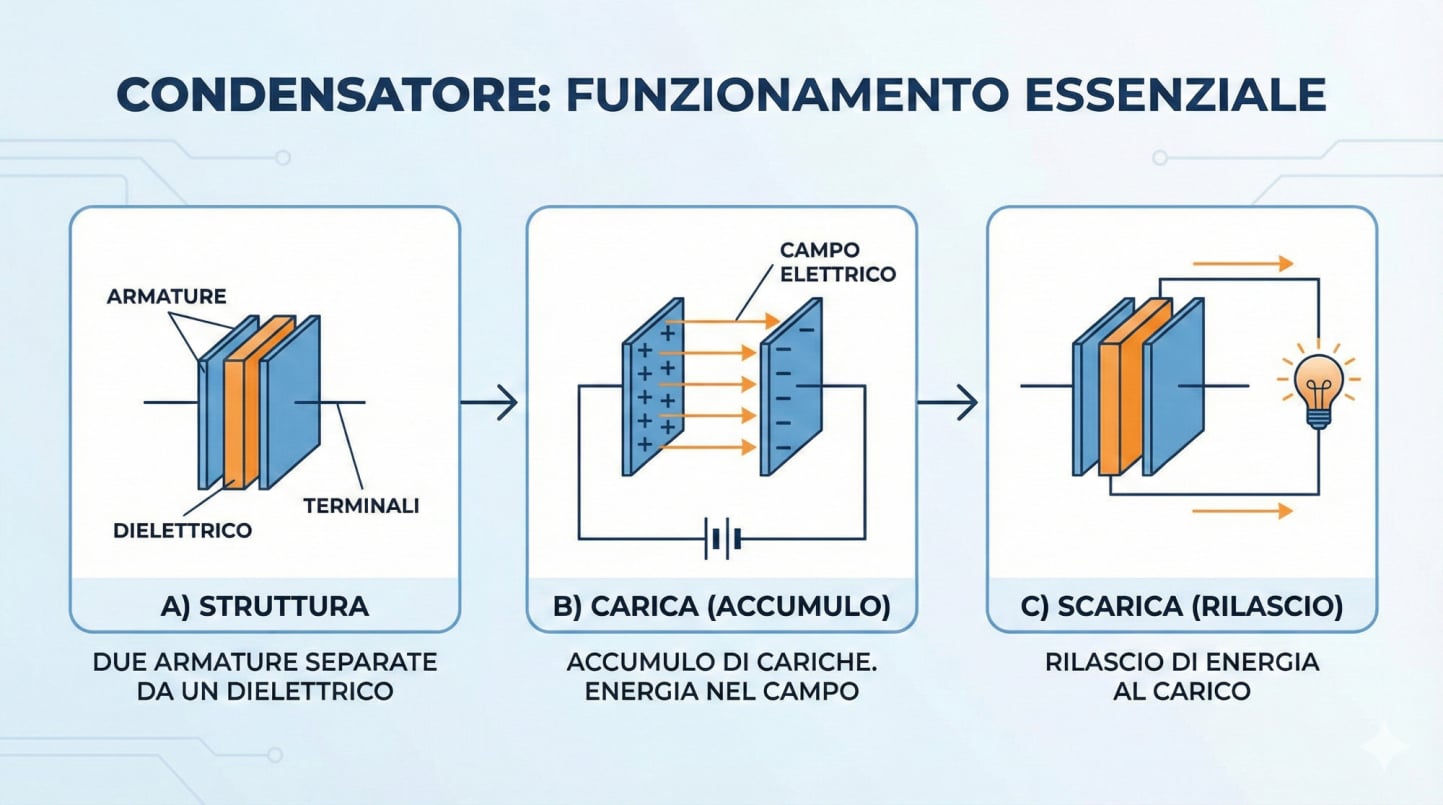 Diagramma di funzionamento di un condensatore