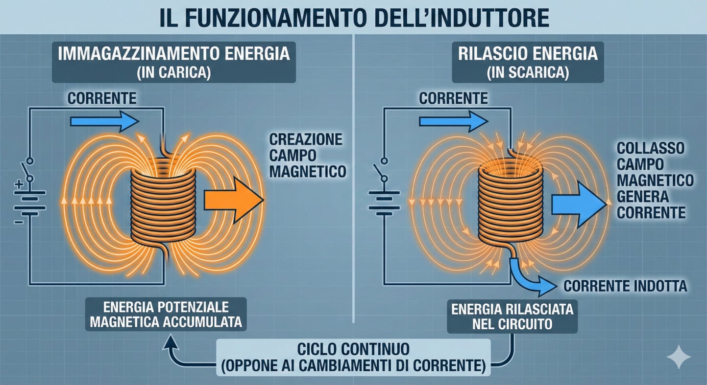 Diagramma del funzionamento di un induttore