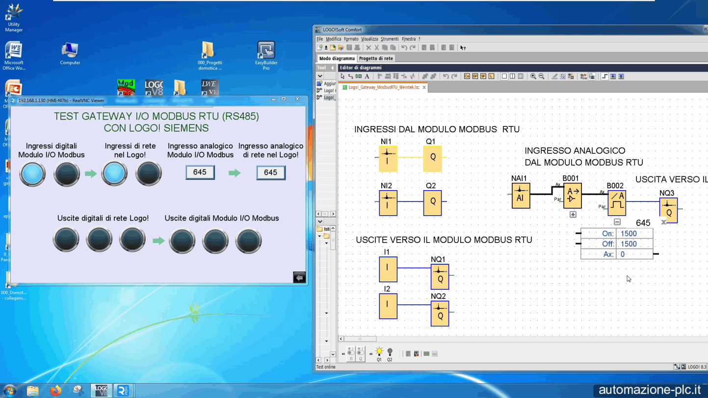 Schermate programma LOGO! e pannello Weintek