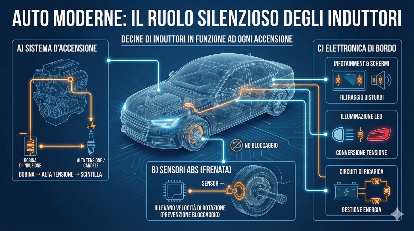 Diagramma con utilizzo induttori nelle automobili