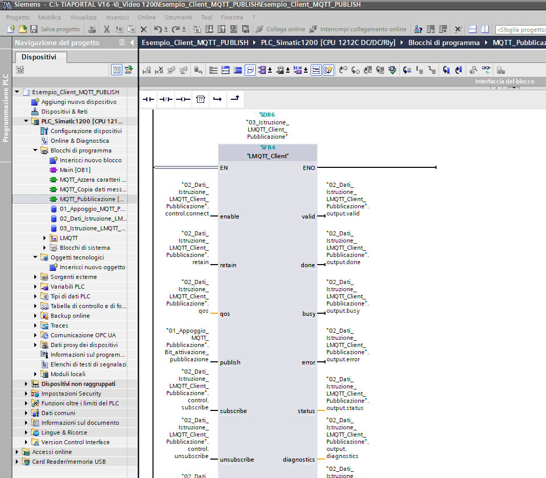 Blocco di funzione MQTT per PLC Siemens