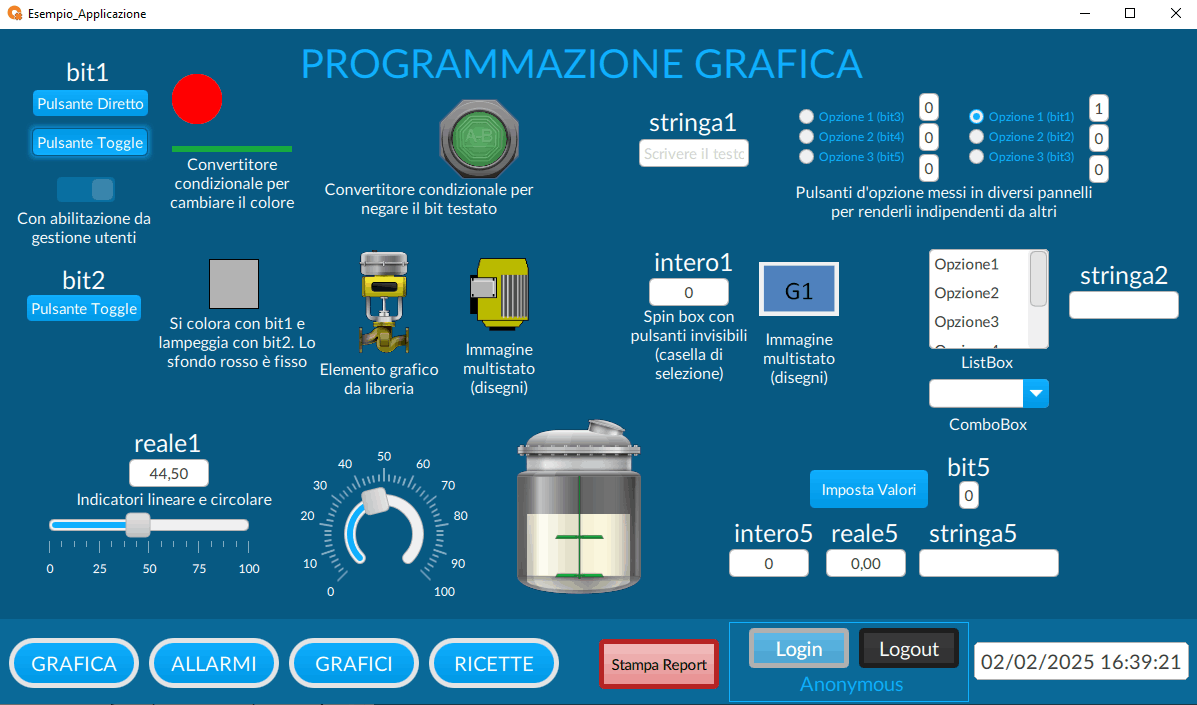 Sinottico con la grafica di FactoryTalk Optix