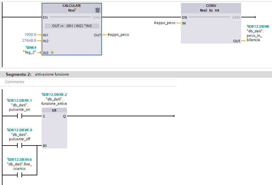 Programma ladder plc Siemens: dosaggio polveri parte 1