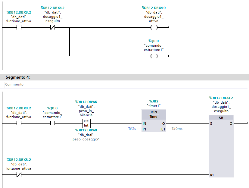 Programma ladder plc Siemens: dosaggio polveri parte 2
