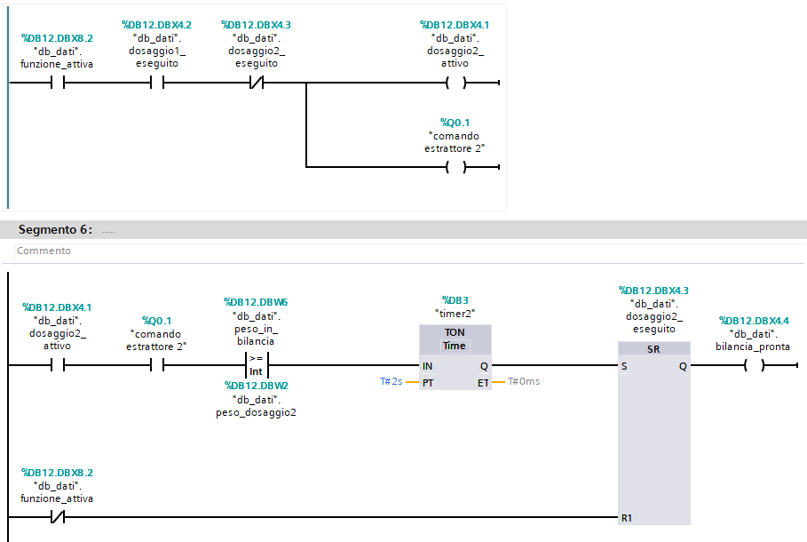 Programma ladder plc Siemens: dosaggio polveri parte 3