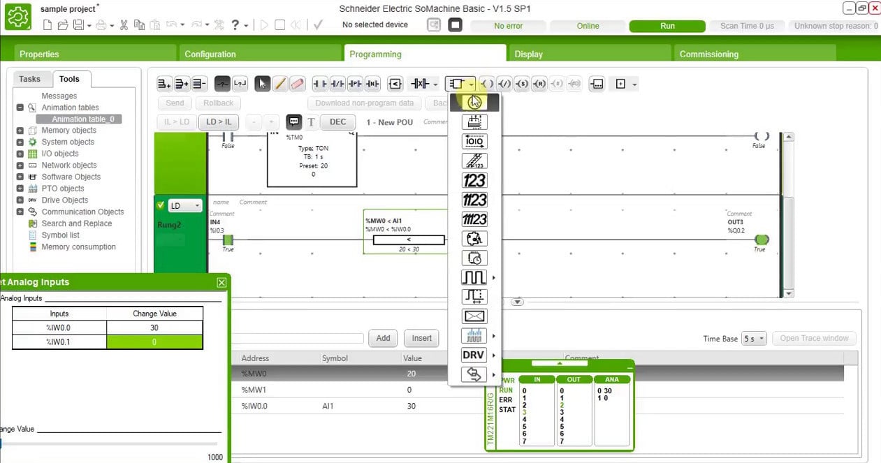 Schermata programmazione RTU Schneider