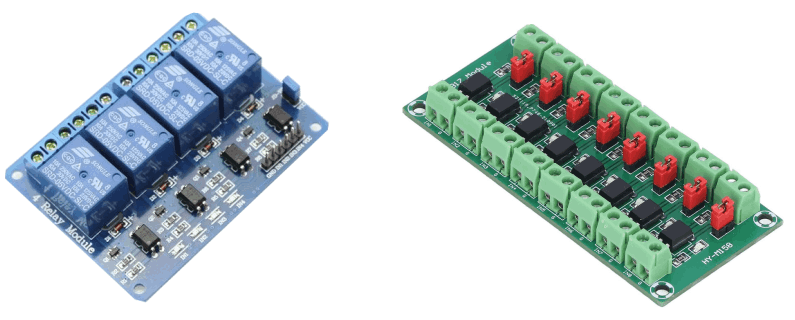 Modulo relè e modulo optoisolatore per Arduino