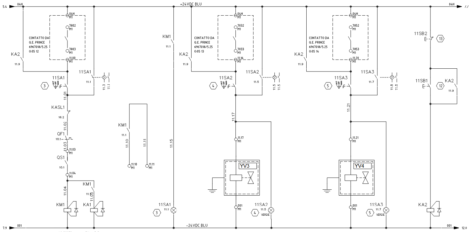 Una pagina dello schema elettrico necessario a costruire il quadro elettrico