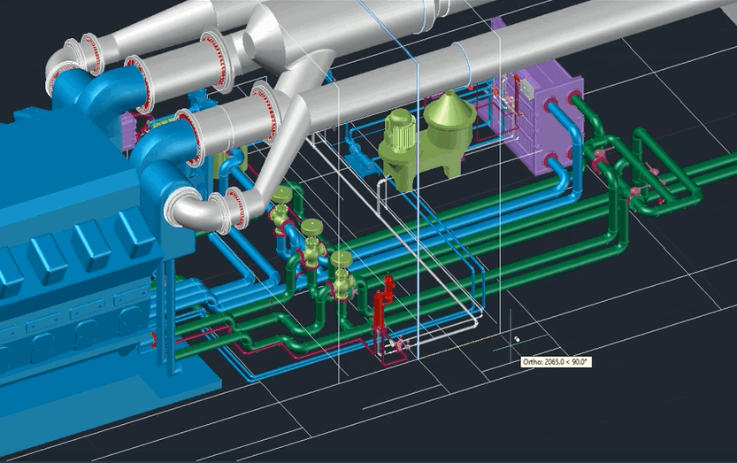 Disegno 3D del piping
