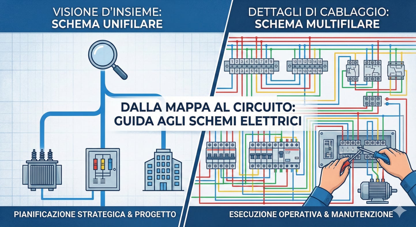 Schemi elettrici unifilari e multifilari