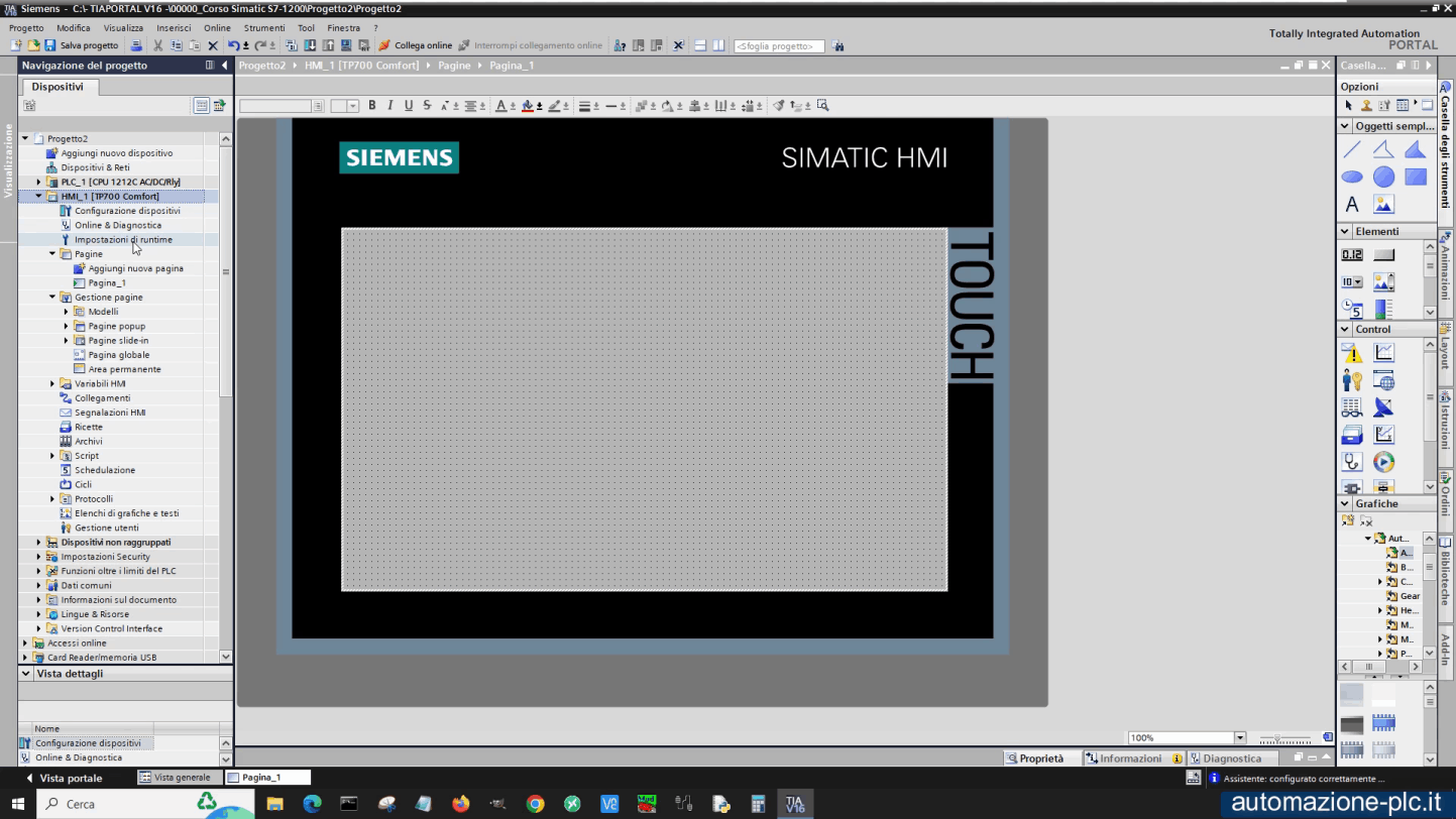 Tia Portal Siemens: configurazione manuale del pannello HMI