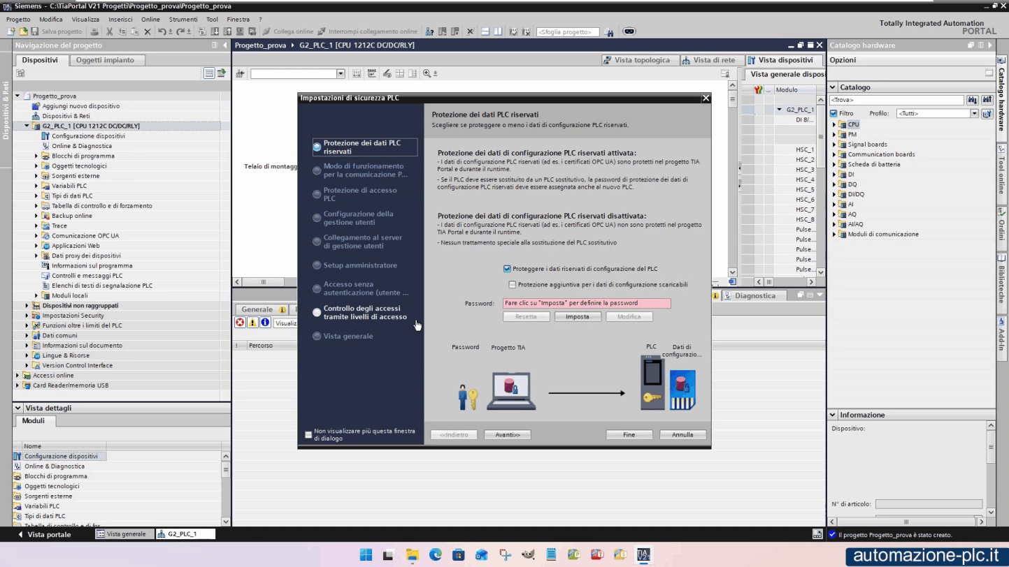 Introduzione a Tia Portal V21 - Wizard sicurezza