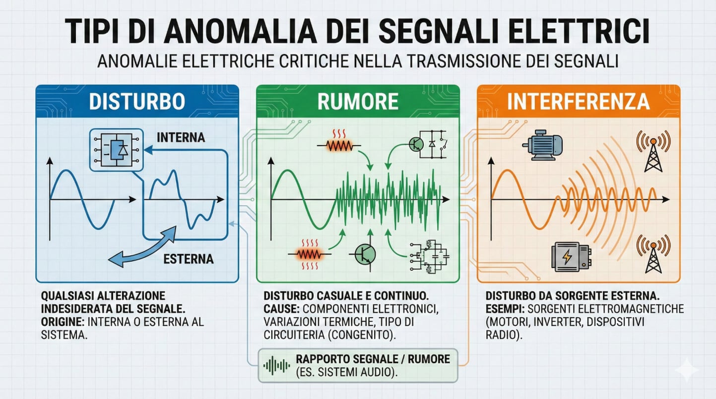 Tipi di disturbo elettrico: disturbo, rumore e interferenza