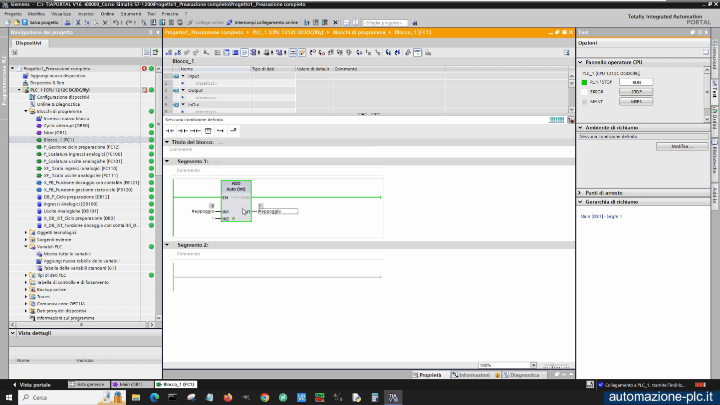 Corso di plc: variabili temp azzerate