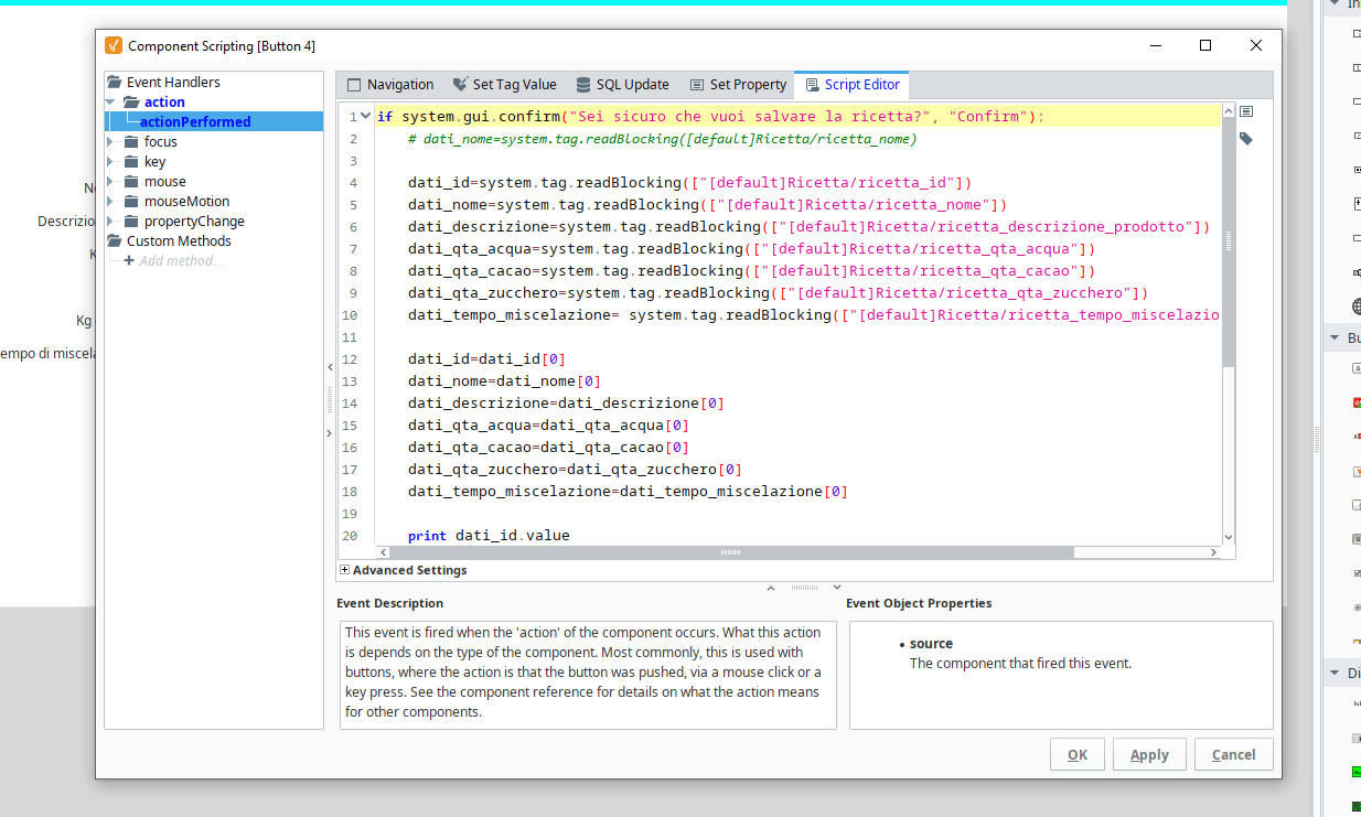 Gestione scripts con Ignition