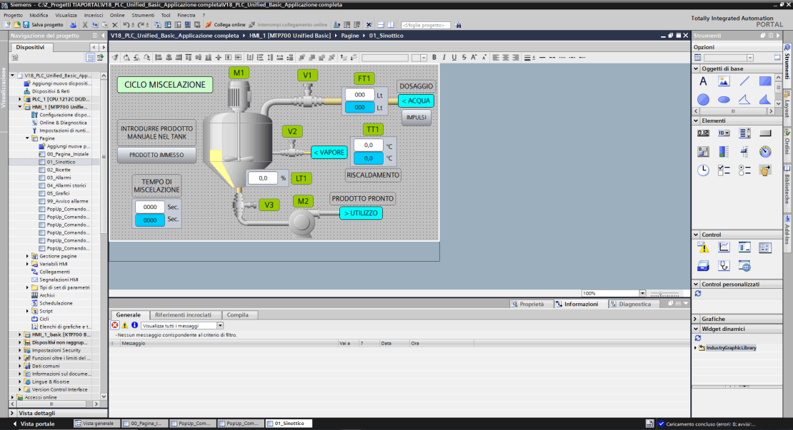 Schermata ambiente di programmazione WinCC Unified